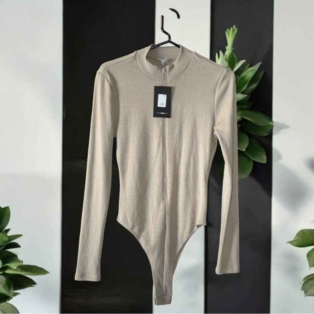Fashion Nova- NWT Grind Time Beyond Long Sleeve Bodysuit - Nude SIZE L